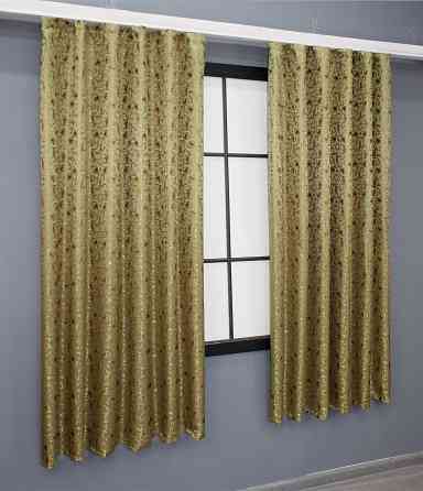 Комплект коротких штор VR-Textil Жаккард № 1588ш Золотистый 140х170 см 2 шт (35-0294) Киев