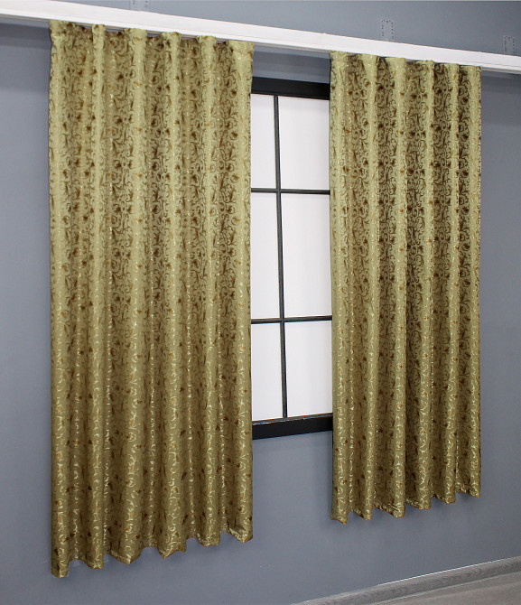 Комплект коротких штор VR-Textil Жаккард № 1588ш Золотистый 140х170 см 2 шт (35-0294) Киев - изображение 3