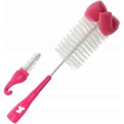 Щіточка для миття пляшечок Akuku і сосок з губкою, рожевий (A0575) Вінниця