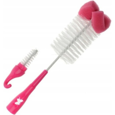 Щіточка для миття пляшечок Akuku і сосок з губкою, рожевий (A0575) Вінниця - фото 1