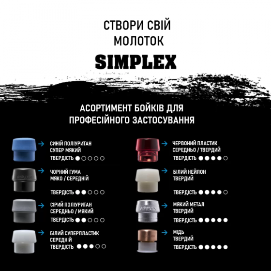 Молоток HALDER Simplex 3026 насадки із чорної гуми, червоного пластику Одеса