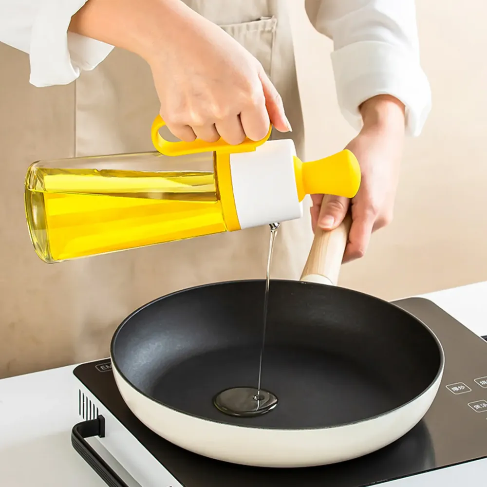 Стеклянный дозатор оливкового масла с щеткой 2 в 1, 550 мл силиконовая капельница для измерения бутылки для приготовления пищи и щетка для выпечки Коломия - фото 3