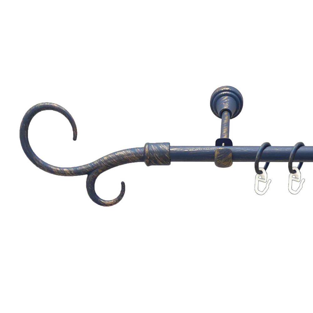 Карниз Orvit Гак Подвійний металевий однорядний відкритий Блакить Золота 16 мм 200 см (00-00009123) Львов - изображение 1