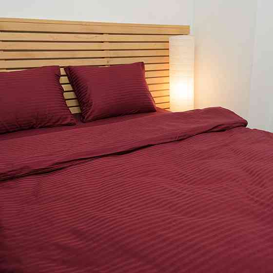 Наволочка страйп сатин на подушку 70х70 см 125 г/м2 YouStar 1 шт. (Бордовий) Суми