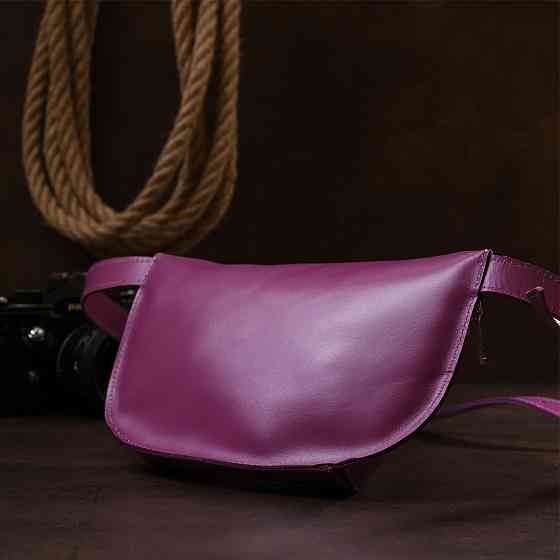 Яркая женская бананка из натуральной кожи Shvigel 16386 Фиолетовый Киев