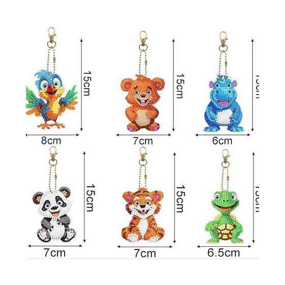 Набір брелків для алмазної мозаїки "Тваринки" BR32, 6 штук Вінниця
