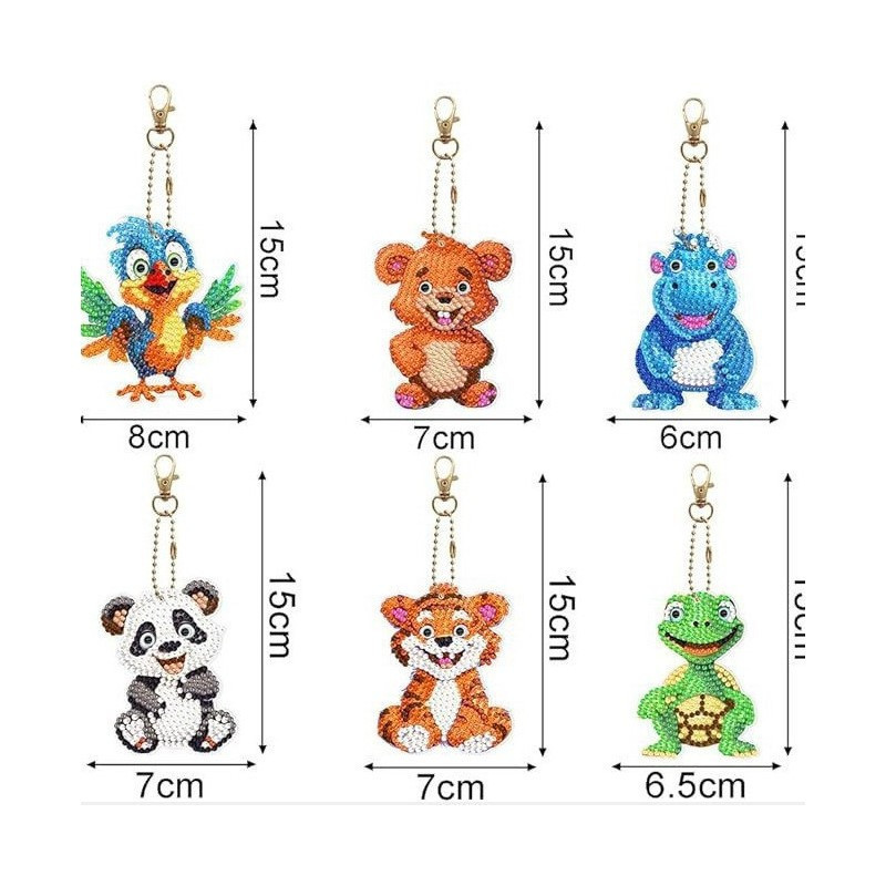 Набір брелків для алмазної мозаїки "Тваринки" BR32, 6 штук Вінниця - фото 2