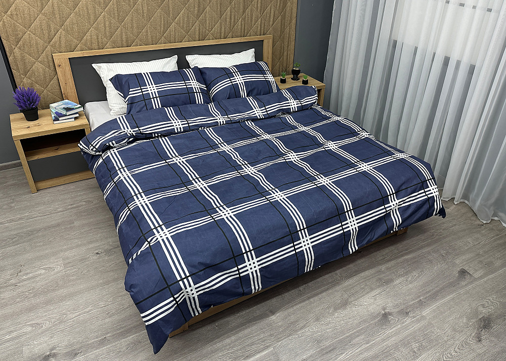 Комплект постельного белья, Decorator Kelso Двуспальный 180х215 синий с белым (88-012) Киев - изображение 2
