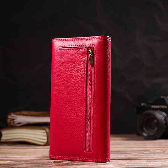 Яскравий гаманець для жінок з натуральної шкіри Рожевий (Boston) Київ