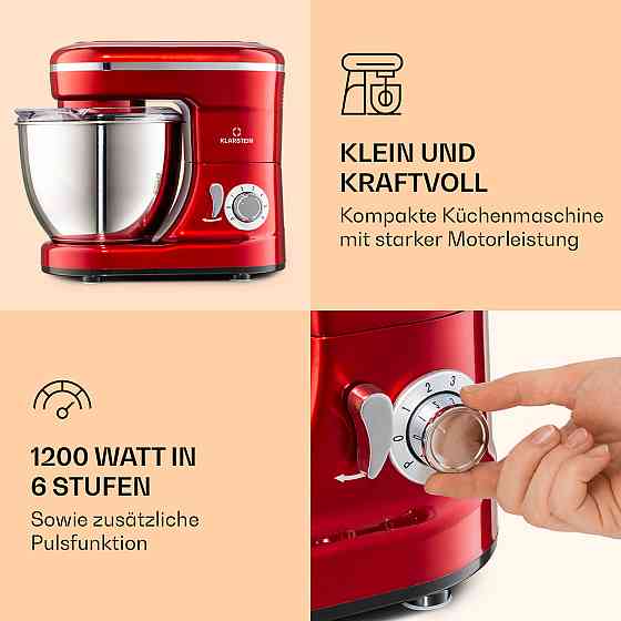 Мініміксер Bella 1200 Вт 6 рівнів 4 літри з неіржавкої сталі Імпульсна функція червоний (Німеччина, читати Рівне