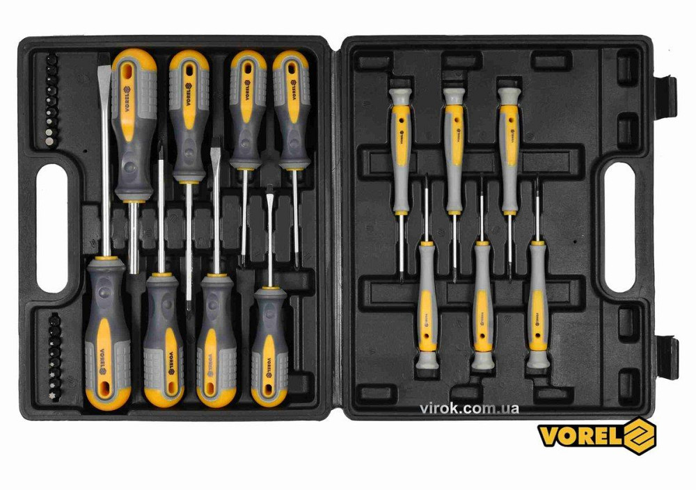Набір викруток і викруткових насадок VOREL : Cr-V, 32 шт у футлярі [10] Одесса - изображение 1