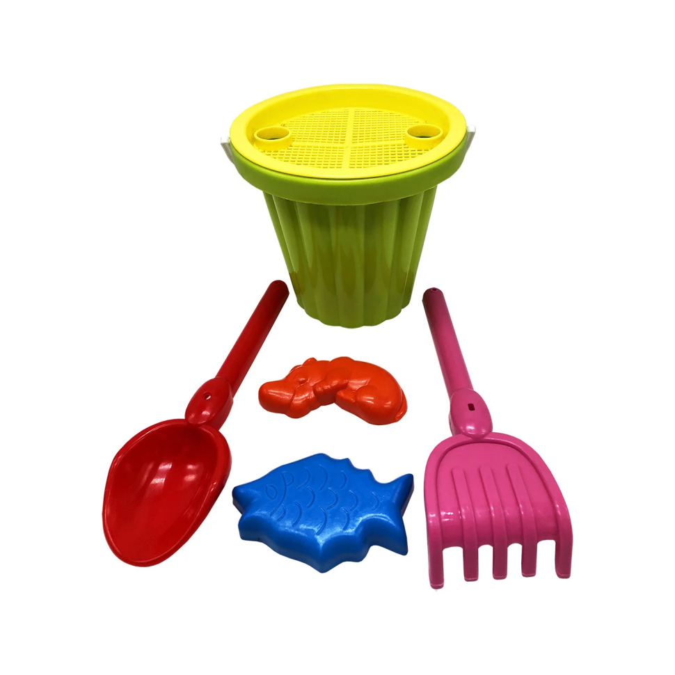 Пісочний набір "Великий" Mtoys S0004 лопатка, граблі та дві пасочки Зелений Вінниця - фото 1