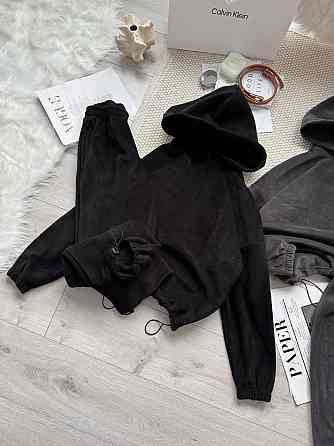 Жіночий стильний теплий костюм Двосторонній Фліс Чорний, 46/48 Одеса