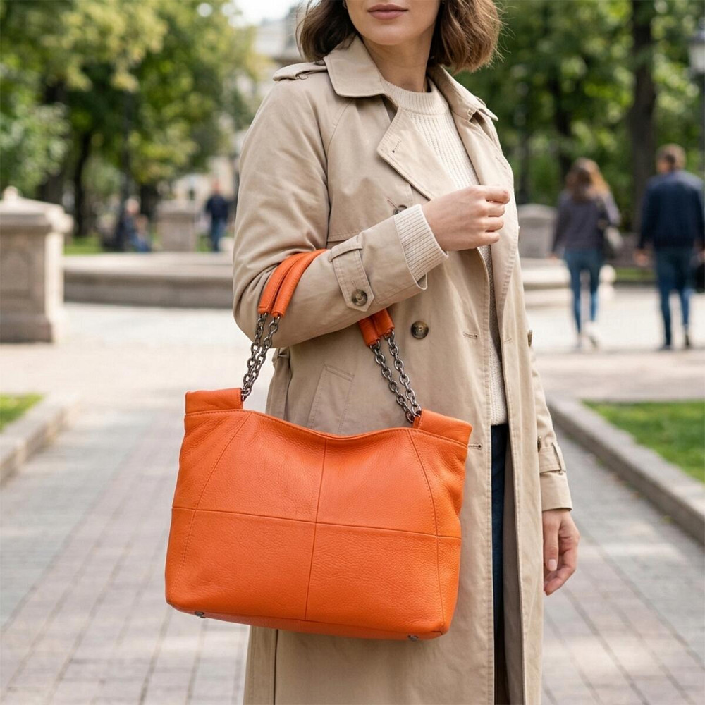 Сумка для жінок з натуральної шкіри Vintage 22990 Помаранчевий Київ - фото 12