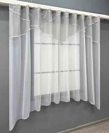 Кухонный тюль арка с ламбрекеном VR-Textil № 025к серый с белым 270х170 см (52-1217) Киев