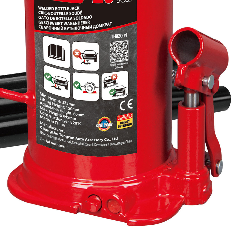 Домкрат гідравлічний пляшковий з можливістю роботи в горизонтальному положенні 20т 235–445 мм TORIN TH92004C Чернігів - фото 3