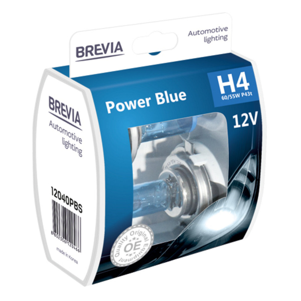 Галогенова лампа Brevia H4 12V 60/55W P43t Power Blue S2 Киев - изображение 1