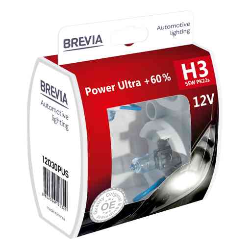 Галогеновая лампа Brevia H3 12V 55W PK22s Power Ultra +60% S2 Львов