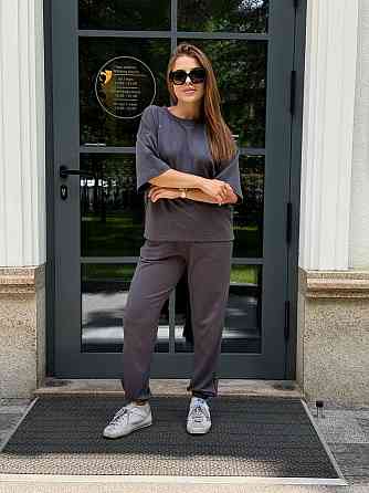 Спортивный костюм женский футболка и штаны джогеры Графитовый XL-XXL Харьков