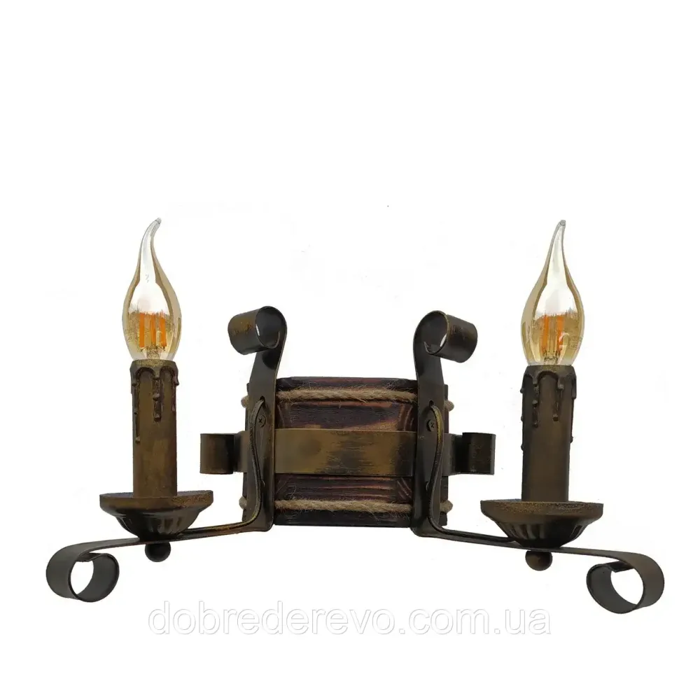 Бра дерев'яний 2 свічки, бра під старину Вижниця - фото 1