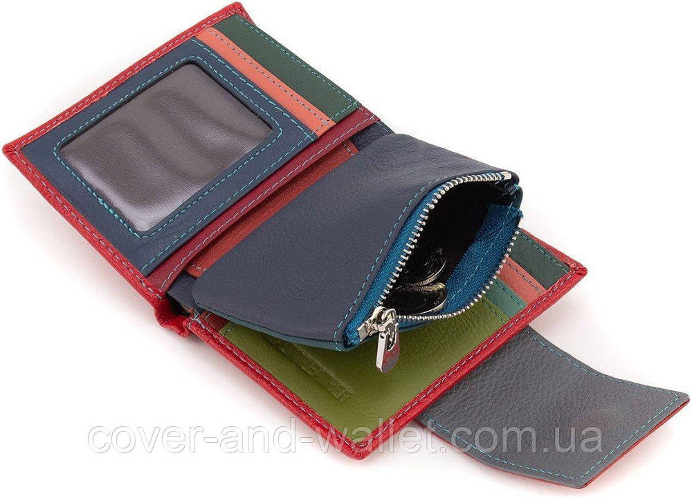 Компактний жіночий гаманець червоного кольору із натуральної шкіри з монетницею ST 405 Київ - фото 6