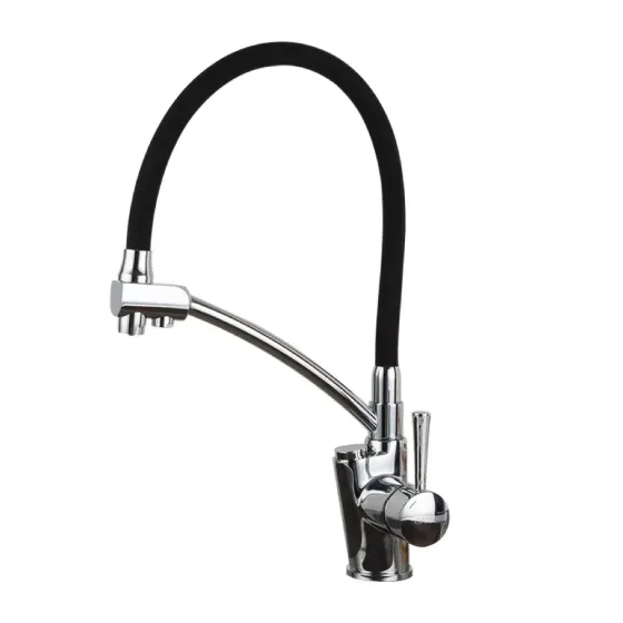 Змішувач для кухні на дві води GAPPO G4398-11 з гнучким виливом, чорний/хром Київ