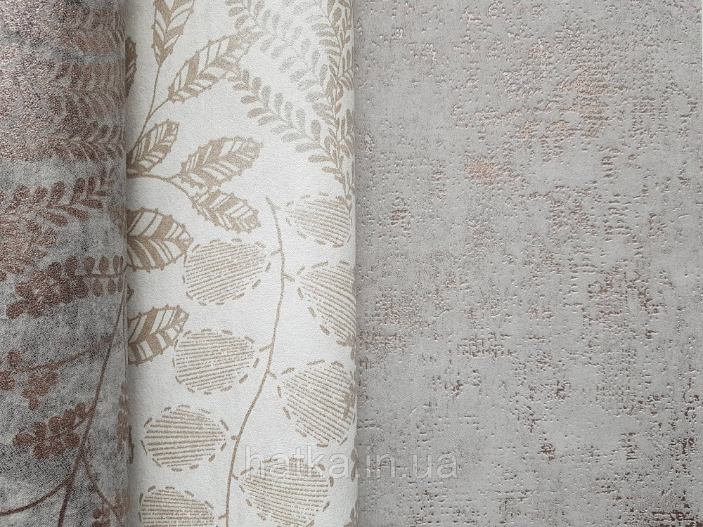 Шпалери вінілові на флізеліні AS creation The Bos 0.53х10 під штукатурку ефект потертості сірі з бронзою Київ - фото 2