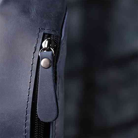 Чоловіча зручна бананка з натуральної вінтажної шкіри Синій (SHVIGEL) Київ