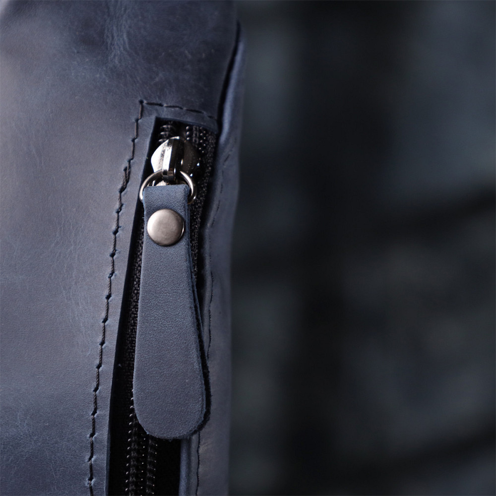 Чоловіча зручна бананка з натуральної вінтажної шкіри Синій (SHVIGEL) Київ - фото 4