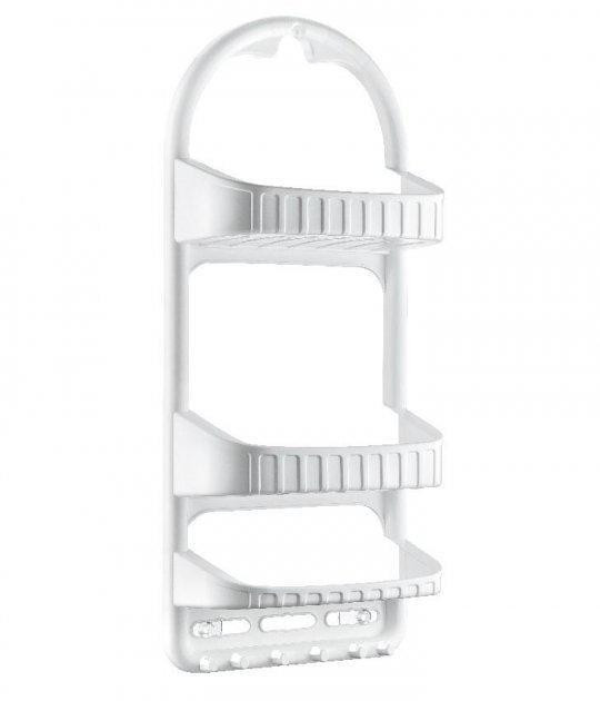 Полка для ванной Дуня прямая (3 полки + крючки) белая Харьков - изображение 1