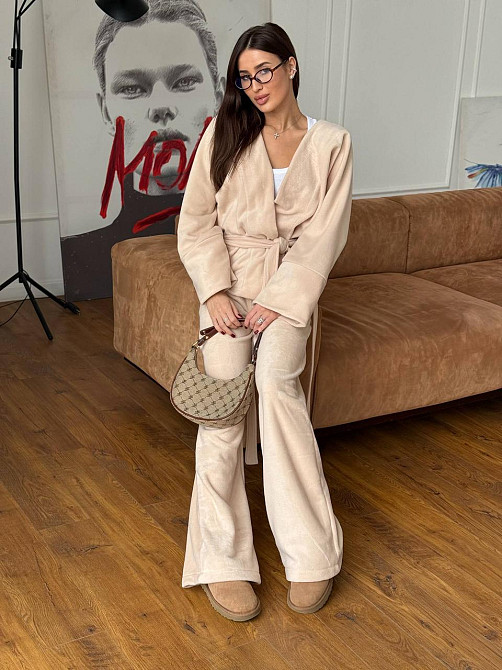 Жіночий костюм із двостороннього турецького флісу Бежевий 48/52 Харків - фото 4