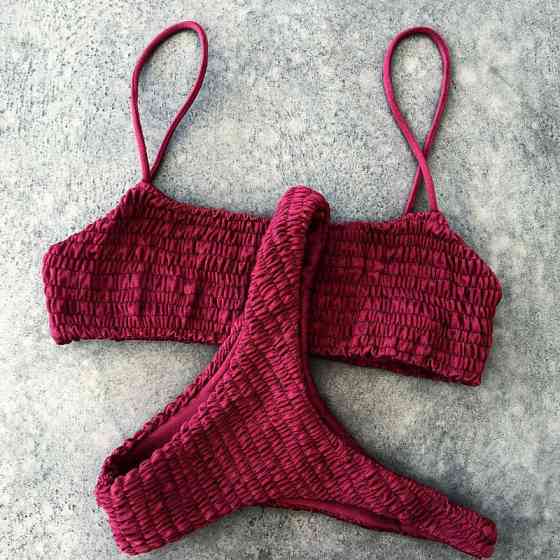 Жіночий купальник роздільний жатка S бордовий Київ