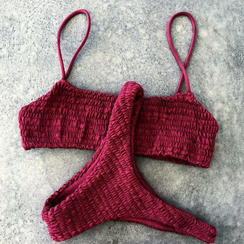 Жіночий купальник роздільний жатка S бордовий Київ - фото 1