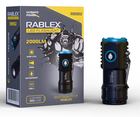 Ручний ліхтар Rablex RB902, Li-ion 18350, Zoom, ЗУ Type-C, Дніпро