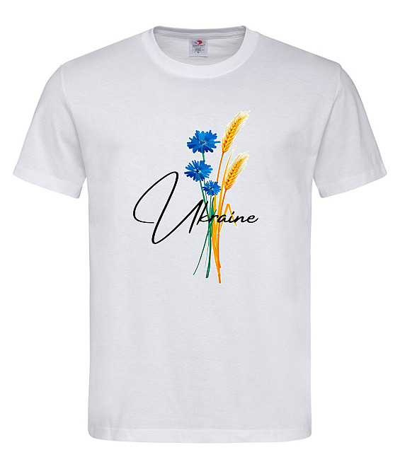 Футболка жіноча Ukraine з волошками та колосками Білий, XL Городище - фото 1