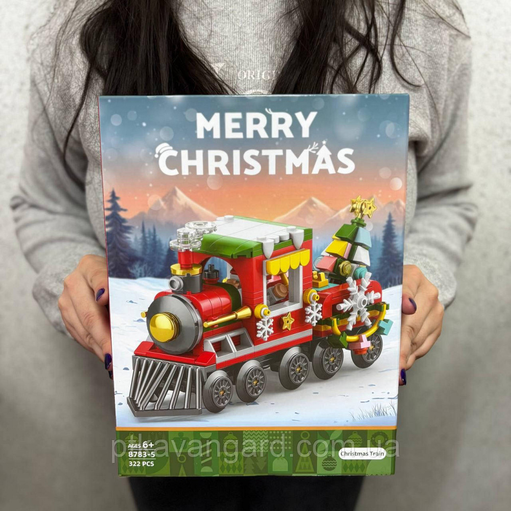 Новогодний конструктор рождественский поезд 322 детали Christmas train 8783-5 Хмельницкий - изображение 1