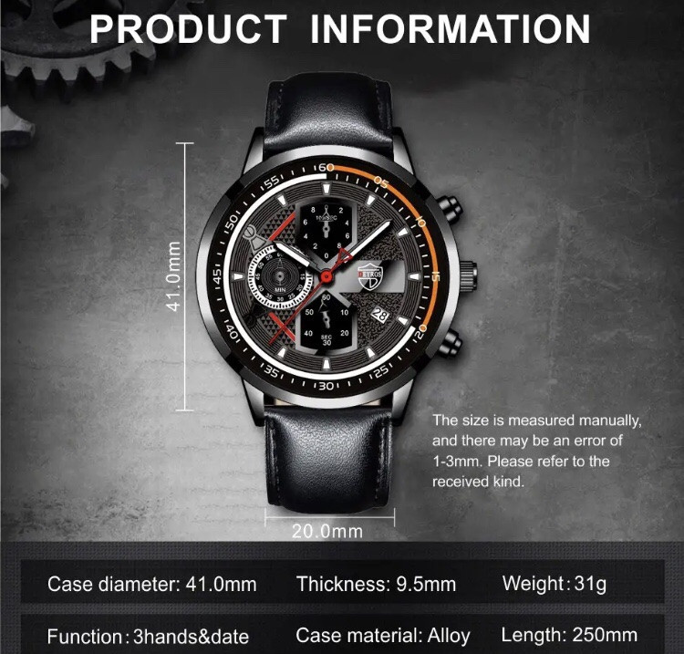 Подарочный набор для мужчин: наручные часы, 1 браслет и 1 ожерелье- диам 4,2 дл. 22см шир рем 2см, без коробки Киев - изображение 5