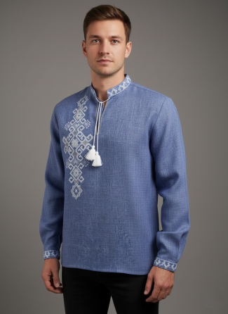 Чоловіча сучасна вишиванка з вишивкою на спині Фламінго Київ