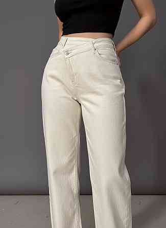 Джинси жіночі Its Basic 3847-7S6 straight fit з асиметричною застібкою бежеві, бежевий, 40, 40, 78 см, 105 см Київ