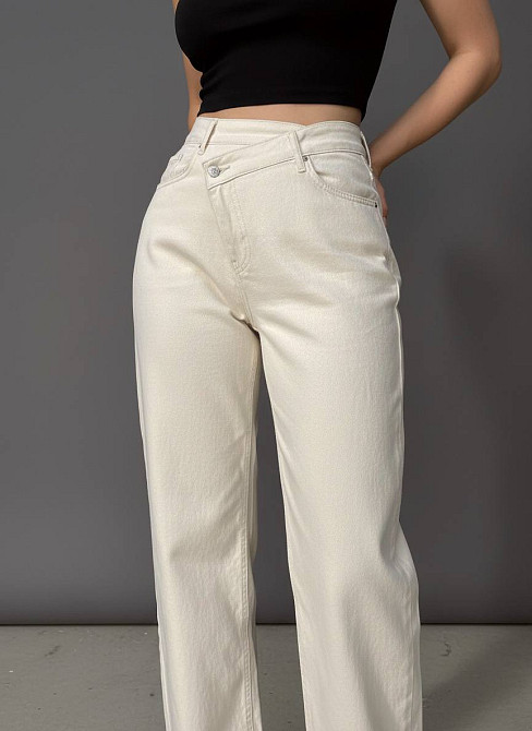 Джинси жіночі Its Basic 3847-7S6 straight fit з асиметричною застібкою бежеві, бежевий, 40, 40, 78 см, 105 см Київ - фото 2