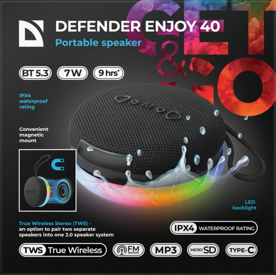 Портативна акустика Defender Enjoy 40 7Вт Black (65141) (7191843) Київ