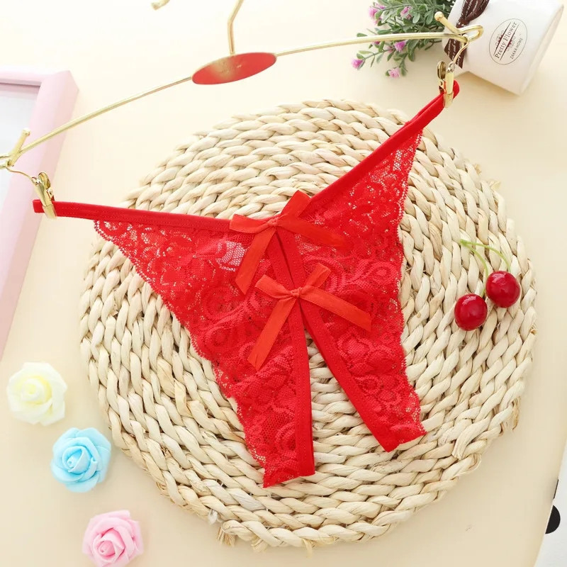 Жіночі трусики з вирізом та бантиками one size червоний Київ - фото 1