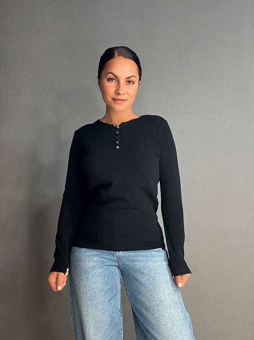 Свитер женский A-N 02493 букле с пуговицами тонкий и теплый базовый, черный, one size Киев - изображение 9