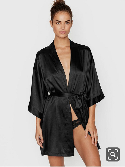 Комплект халат и пижама женская с кружевом майка+шорты Черный 2XL Харьков - изображение 1