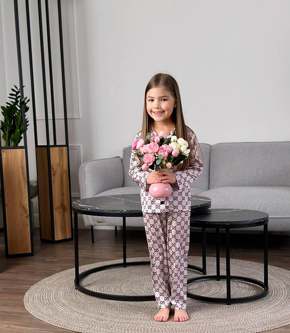 Детская пижамка из сатина Пудровый Гуччи 122-128 Харьков - изображение 3