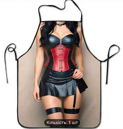 Фартух з приколом для жінок – дівчина в шкіряному платті 72 на 53 см різнобарвний Київ