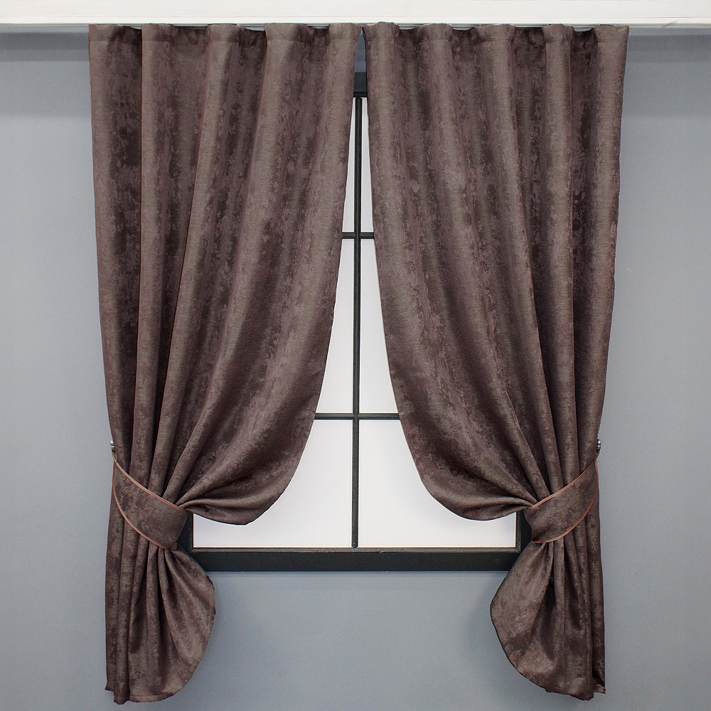 Комплект коротких штор VR-Textil Жаккард Sultan XO № 1681ш Бурый 130х170 см 2 шт (35-0304) Киев - изображение 1