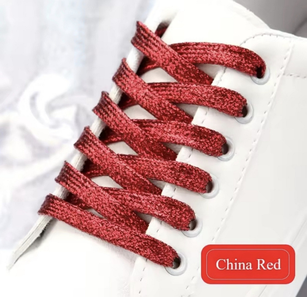 Шнурки блискучі глітерні Червоний Смела - изображение 1