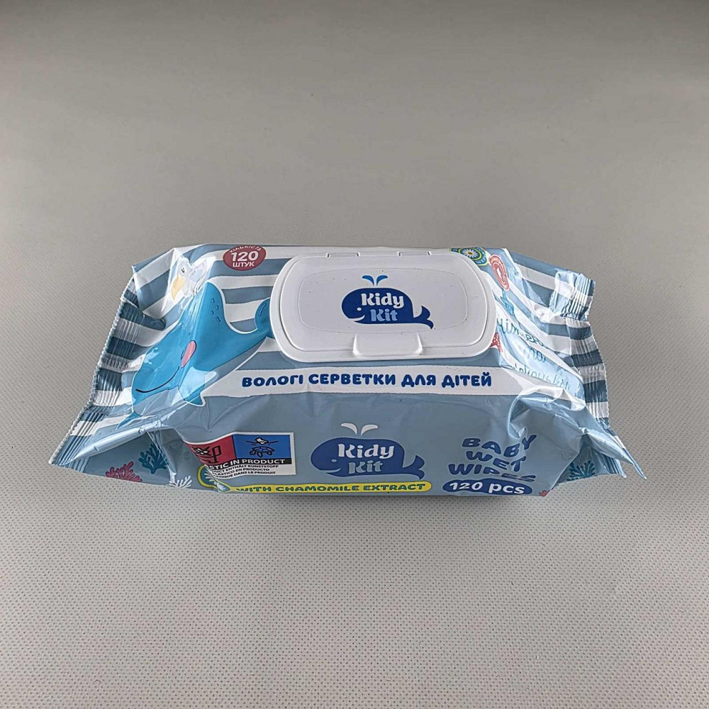Влажная салфетка 120 шт с клапаном для детей «Kidy kit» С экстрактом ромашки и витамином Е (281)/137 (1 пачка) Харьков - изображение 2