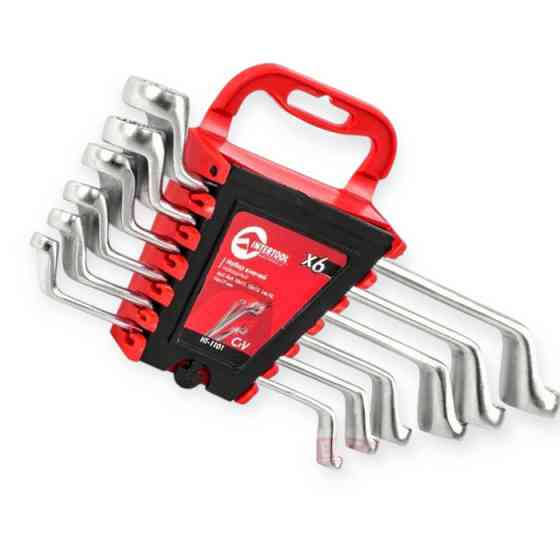 Набор ключей накидных изогнутых 6-17 мм 6 шт (планшет) CrV Мукачево